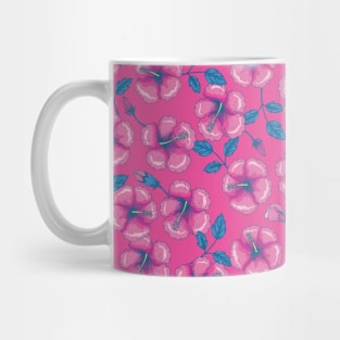 Hot Pink Tropical Hibiscus Flowers Mug